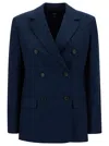 Theory Blue Double-breasted Jacket With Notched Revers In Navy