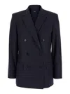 Theory Blue Double-breasted Jacket With Notched Revers In Viscose Woman In Blue