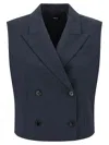 Theory City Twill Peak Double-breasted Vest In Blue