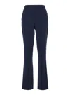 Theory Textured-crepe Slim-leg Pants In Blue