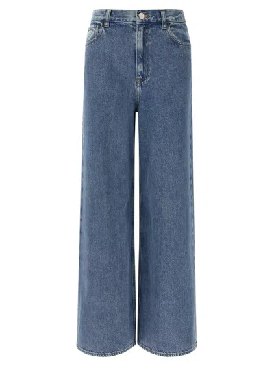 THEORY BLUE HIGH-WAISTED WIDE-LEG JEANS