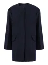 Theory Blue Hood With Hidden Front Closure In Wool Woman In Blue