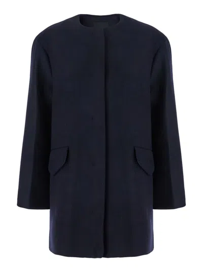 THEORY BLUE HOOD WITH HIDDEN FRONT CLOSURE
