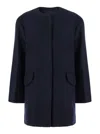 Theory Blue Hood With Hidden Front Closure In Wool Woman In Blue