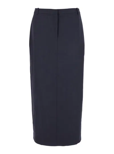 THEORY BLUE MIDI SKIRT WITH SLIT