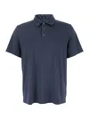 Theory Blue Polo Shirt With Classic Collar And Front Button Closure In Cotton Man In Blue