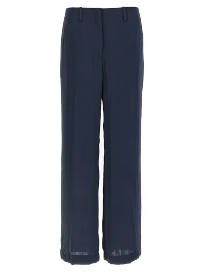 THEORY BLUE SILK EFFECT TROUSERS