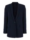 Theory Blue Single-breasted Jacket With Shawl Collar In Cady Woman In Blue