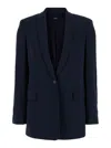 Theory Blue Single-breasted Jacket With Shawl Collar In Blue