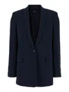 Theory Blue Single-breasted Jacket With Shawl Collar In Cady Woman In Blue