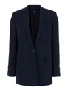 Theory Blue Single-breasted Jacket With Shawl Collar In Cady Woman In Blue