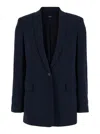Theory Blue Single-breasted Jacket With Shawl Collar In Cady Woman In Blu
