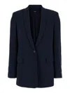 Theory Blue Single-breasted Jacket With Shawl Collar In Cady Woman In Blue