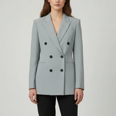Pre-owned Theory Blue Wool Blend Double Breasted Blazer M