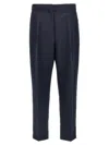 Theory Wool Trousers With Pleated Front And Back Pocket In Blue