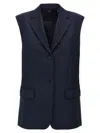 Theory Oversized Vest In Wool-blend In Blue