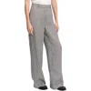 Theory B.mel Houndstooth Check Linen Blend Pants In Gray