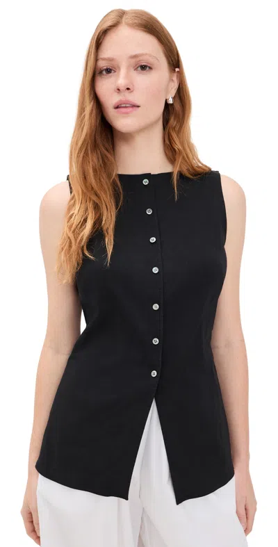 Theory Boat Neck Cutaway Top Black