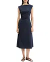 Theory Boat Neck Drape Dress In Blue