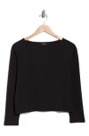 Theory Boat Neck Knit Top In Black