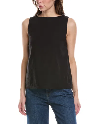 Theory Boat Neck Linen-blend Tank In Black