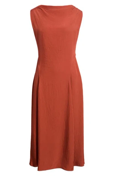 Theory Boat Neck Midi Dress In Brown