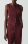 Theory Boat Neck Satin Vest In Burgundy