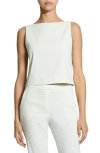 Theory Bateau Neck Linen Cropped Top In White