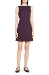 Theory Boat Neck Stretch Wool Minidress In Purple