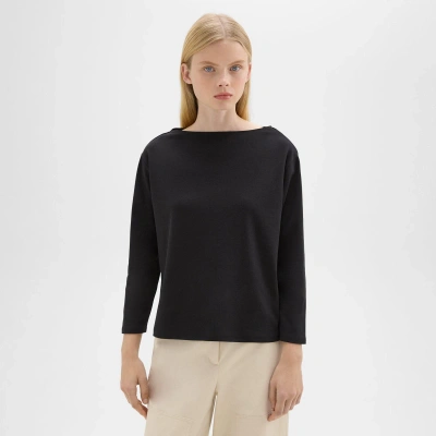 Theory Boat Neck Tee In Cotton Jersey In Black