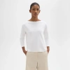 Theory Boat Neck Tee In Cotton Jersey In White