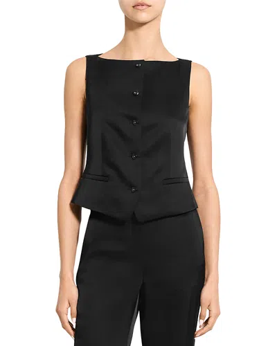 Theory Wool Waist Coatv Neck In Blue