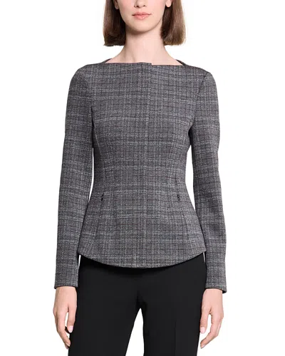 Theory Boat Neck Zip Jacket In Gray