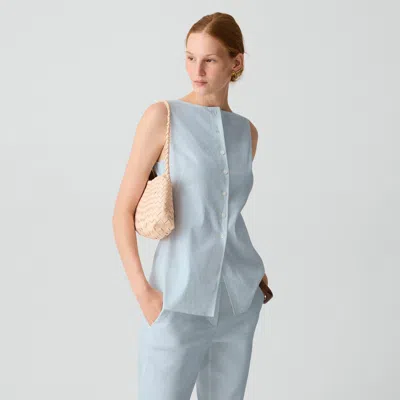 Theory Boatneck Cutaway Top In Good Linen In Blue