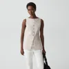 Theory Boatneck Cutaway Top In Textured Linen In White
