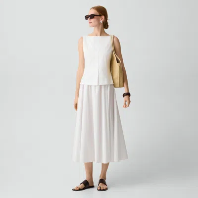 Theory Boatneck Midi Dress In Relaxed Poplin In White