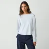 Theory Boatneck Top In Cotton Jersey In Pearl Blue