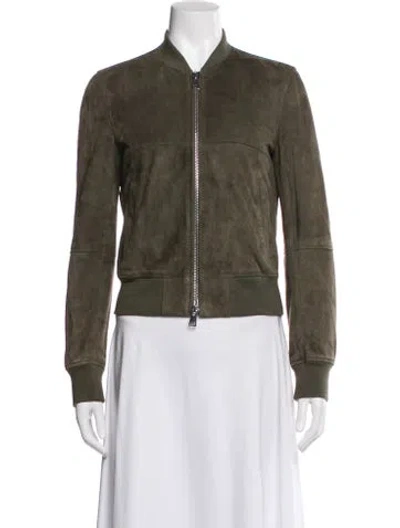 Pre-owned Theory Bomber Jacket In Green