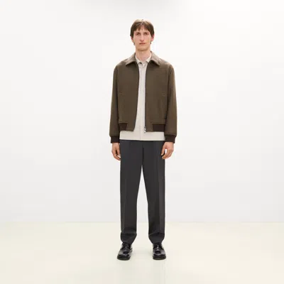 Theory Bomber Jacket In Plush Melton In Classic Brown