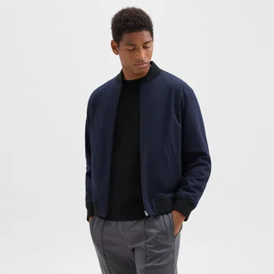Theory Bomber Jacket In Wool-blend Knit In Baltic