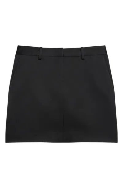 Theory Bonded Satin Miniskirt In Black