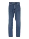 Theory 'borough' Blie Jeans With Belt Loops And Logo Patch On The Rear In Blue