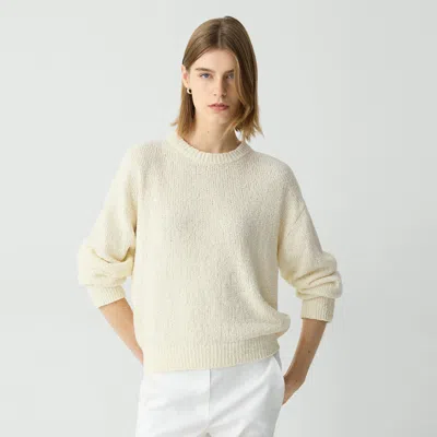 Theory Bouclé Sweatshirt In Cotton-blend In Ivory