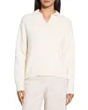 Theory Boucle Boy Wool-blend Polo Sweater In White