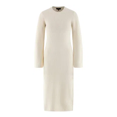 Theory Organic Cotton-blend Bouclé Midi Dress In White