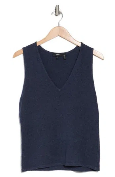 Theory Bouclé Silk Blend Tank In Navy