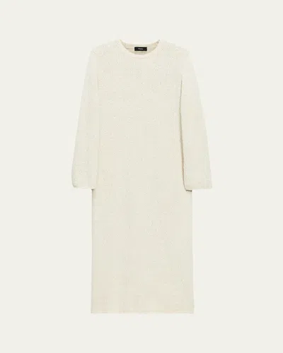 Theory Bouclé Sweater Dress In Ivory