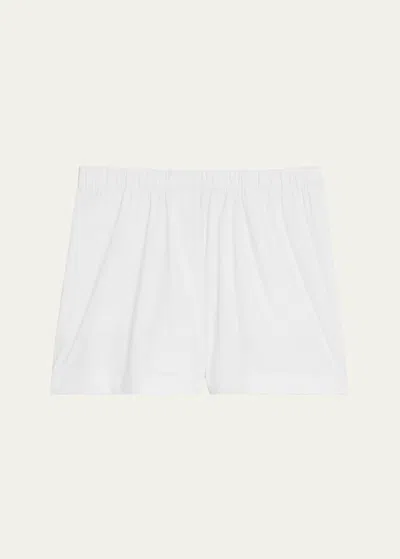 Theory Boxer Stretch Cotton Wide-leg Shorts In Wht