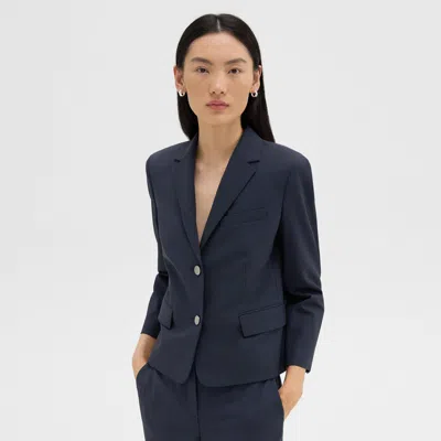 Theory Boxy Blazer In Good Wool In Nocturne Navy