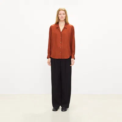 Theory Boxy Button-up Shirt In Mod Silk Twill In Brown